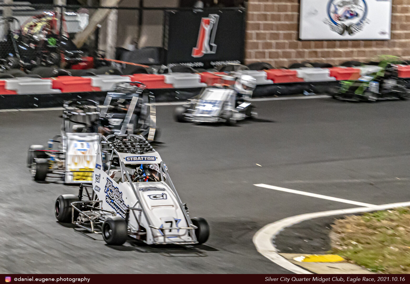 White Color Child Racing Karts on a Racing Track